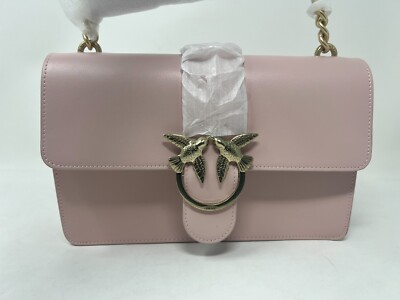 NWT PINKO Leather Love Simply 5 Tracolla Classic Light Pink Shoulder Bag