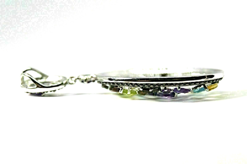 Silver Pendant Topaz Amethyst Garnet Genuine Gems Part Black Rhodium With Chain - Picture 9 of 24