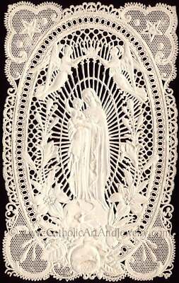 Madonna and Child Art Print   based on a Paper Lace Vintage French Holy Card   C