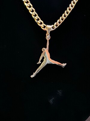 Jordan Necklace - Jumpman Necklace - NBA Basketball - 5mm Cuban