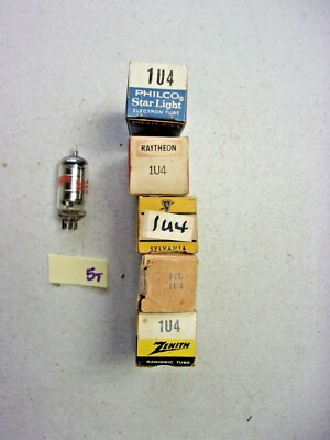 LOT OF 5 NEW IN BOX ZENITH SYLVANIA PHILCO RAYTHEON  ELECTRON TUBES 1U4 (DR1A1)