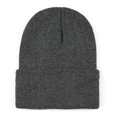Beanie Hat Unisex Warm Winter Clean Dark Gray Color 100 Acrylic OSFM Stretch