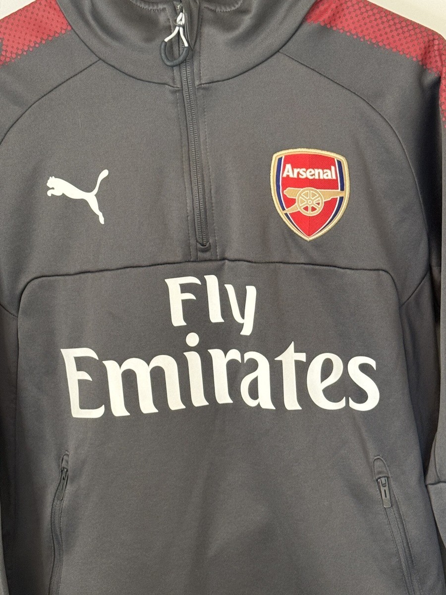 Puma Arsenal Fly Emirates Gray Soccer 1/4 Zip Pullover Sweatshirt