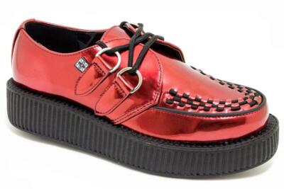 T.U.K. V8991 TUK Viva 2-Ring Round Low Creeper Burgundy Iridescent Patent