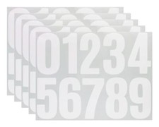 5sheet 0-9 Vinyl Self Adhesive Mailbox Number Sticker Waterproof 4in White
