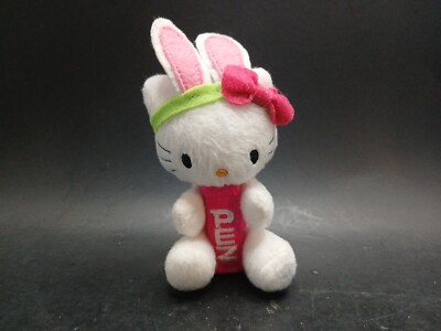 Hello Kitty Plush PEZ Dispenser Easter Bunny Rabbit Ears Key Chain Backpack Clip