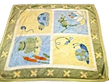 8C !WOW! Kidsline LEAP FROG Turtle Pond Boa Minky Plush Crib Baby Blanket lovey