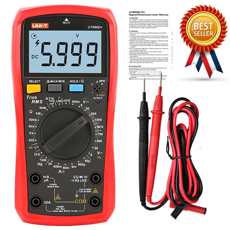 UNI-T UT890D+ True RMS Handheld Digital Multimeter REL AC/DC Frequency Tester #