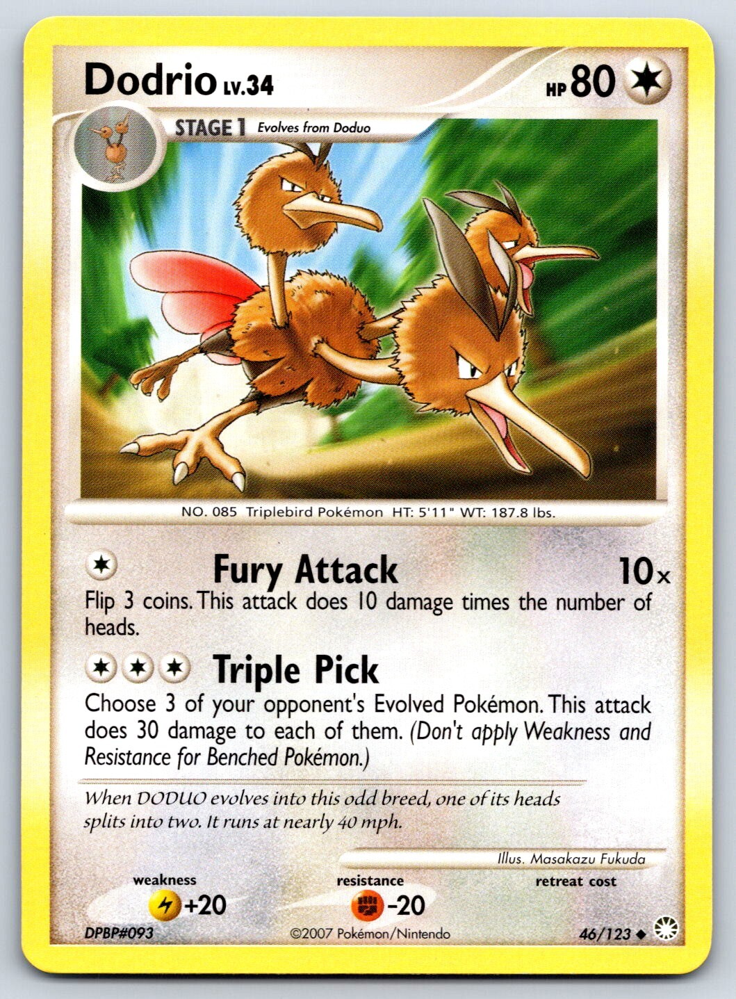 Dodrio - DP Mysterious Treasures 46/123 Masakazu Fukuda Pokemon 151 Card LP