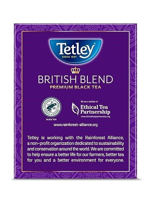 Tetley British Blend Premium té negro, 320 bolsitas de té, certificado Rainforest Alliance Foto 2 de 4