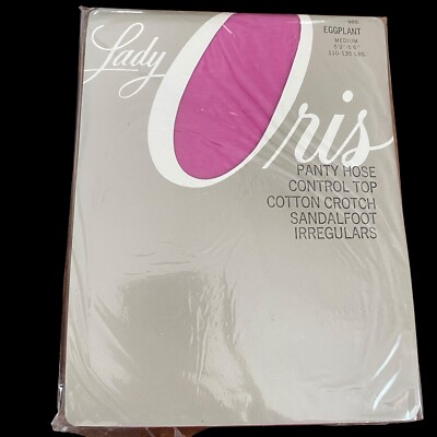 Lady Oris Pantyhose Women's Medium Eggplant Control Top Sandalfoot Irregulars