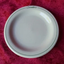 CARRABBA’S Anfora Restaurant Porcelain Plate Green Trim Stripe 5 1/2"