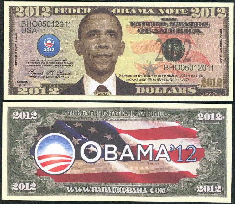 BARACK OBAMA 2012 FEDERAL OBAMA NOTE - LOT OF 10 BILLS