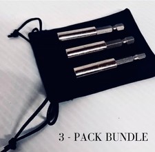 3 - PACK   60mm Stainless Steel Magnetic Extension Bit Holder   1/4" Hex NEW 
