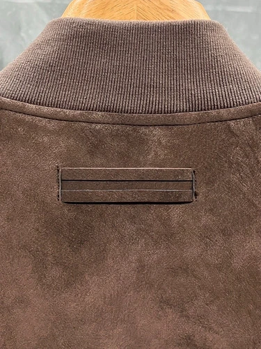 Zegna Men's Suede Stand Collar Jacket Brown image 4