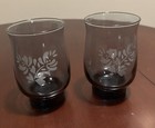 Pfaltzgraff Yorktowne Glass Tumblers 10 fl oz Blue, Etched, 4 .5" Tall, Set of 2