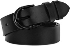 Women Leather Belt for Jeans Pants Dresses Black Ladies Waist Belt with Pin Buck