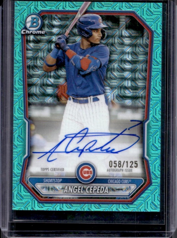 2026 Bowman Mega Box Angel Cepeda Chrome Prospect Auto Aqua Mojo Refractor #/125