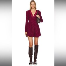 NWT FREE PEOPLE PLUM ALL YOURS LACE MINI DRESS - Size XS SKU:342
