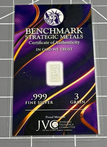 Benchmark Strategic Metals - 3 Grain .999 Fine Silver Card - Great Gift!