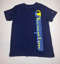 Champion Boys 10-12 T-Shirt Crew Neck Short Sleeve Tee Logo Blue Casual