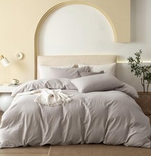 Duvet Cover Set Super King Plus 120x120 Inch 3 Piece Cotton Heathered JIYUAN
