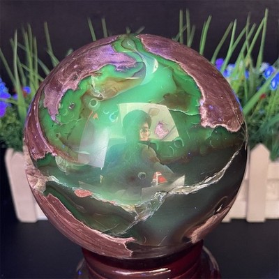 5.2LB 4.9''Natural Fluorescent Fluorite Sphere Ball Crystal Decor Reiki Heal Gift