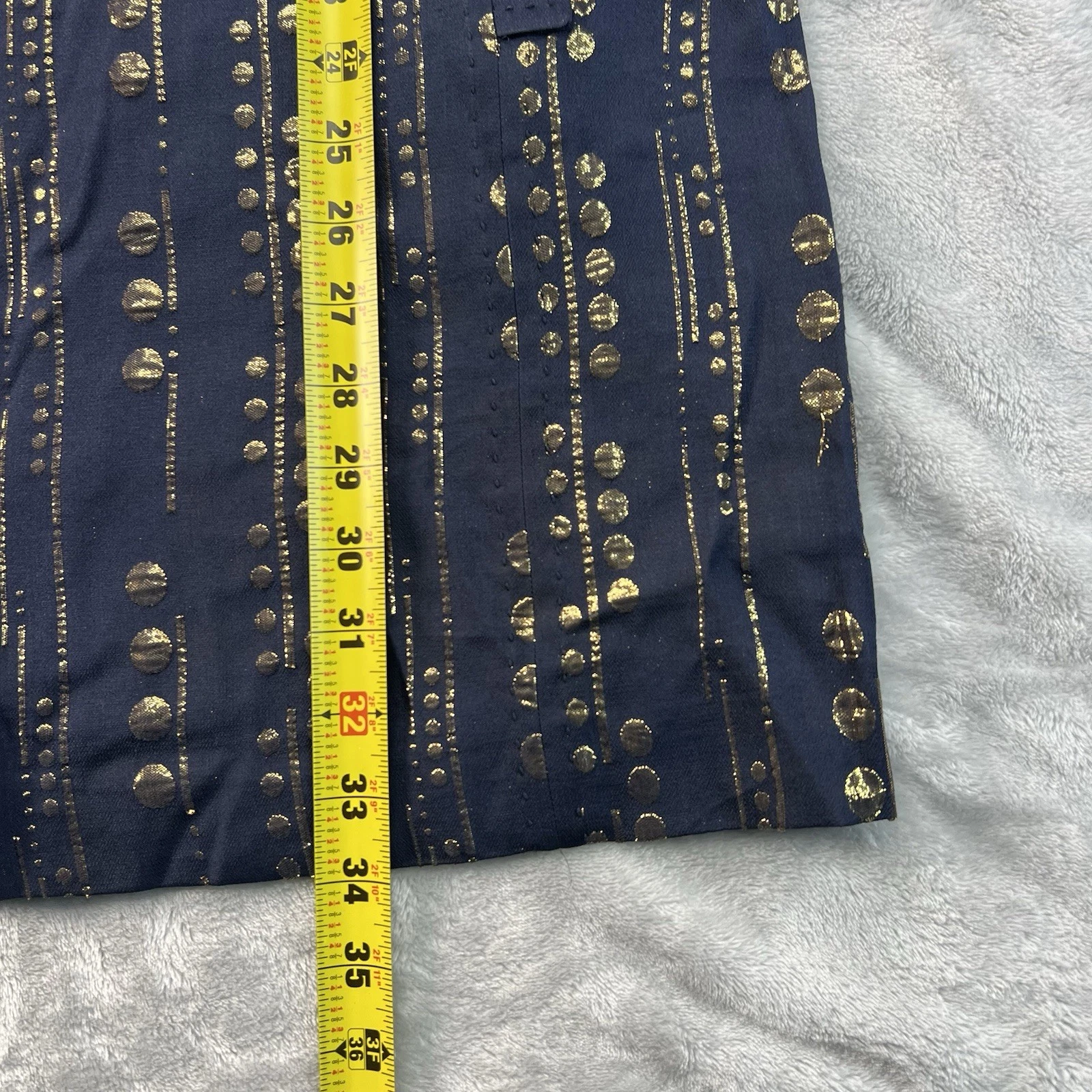 Abito donna Tory Burch taglia 6 blu navy oro senza maniche