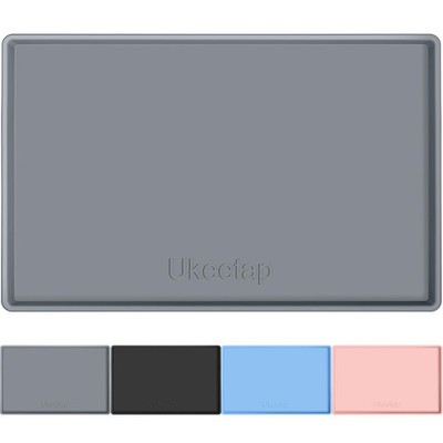Extra Thick Silicone Mat Waterproof with Raised Edge 19  x 12  BPA Free Non-Slip