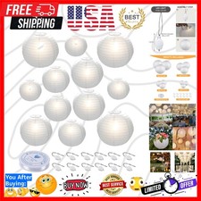 Paper Lanterns, 6" 8" 10" 12" Round Paper Lantern with LED Lantern Lights for...