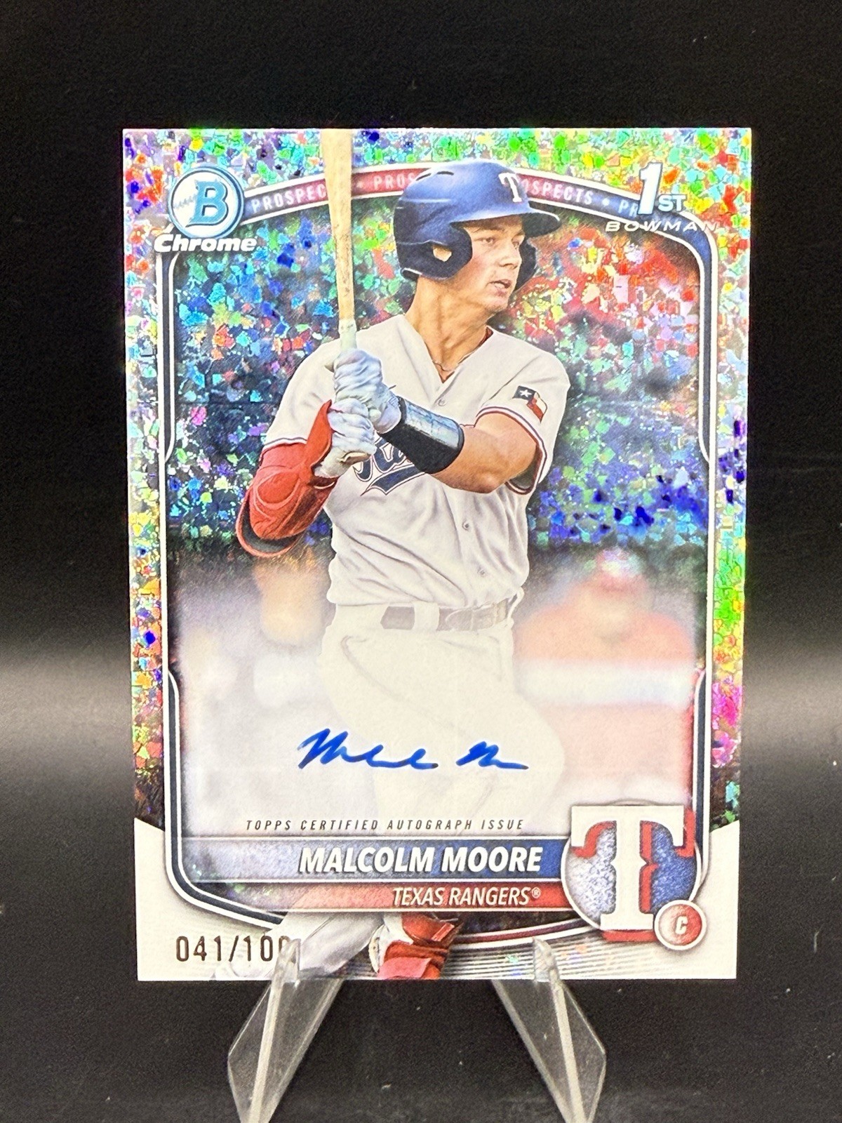 2025 Bowman Malcolm Moore Chrome Auto Mini-Diamond Refractor 1st Prospect #/100