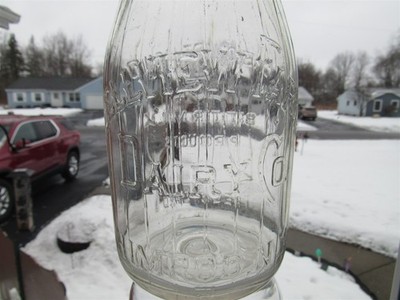 TREQ Milk Bottle Bellview Farm Dairy Co Himrod NY YATES CO Emb Bell Better Milk
