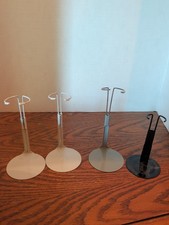 Lot of 4 Vintage Metal Doll Stands White Gray Black Adjustable Display Stands