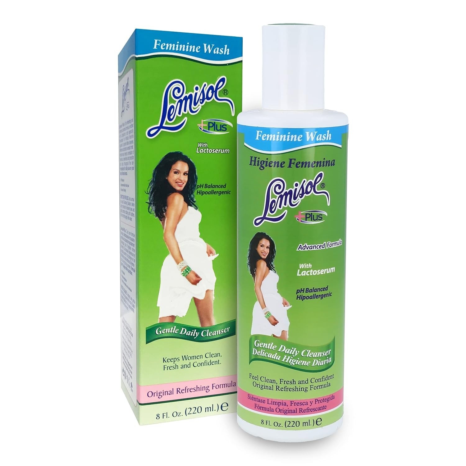 Lemisol Plus Feminine Wash For Women W/ Lactoserum Gentle Daily Cleanser-8oz x 2