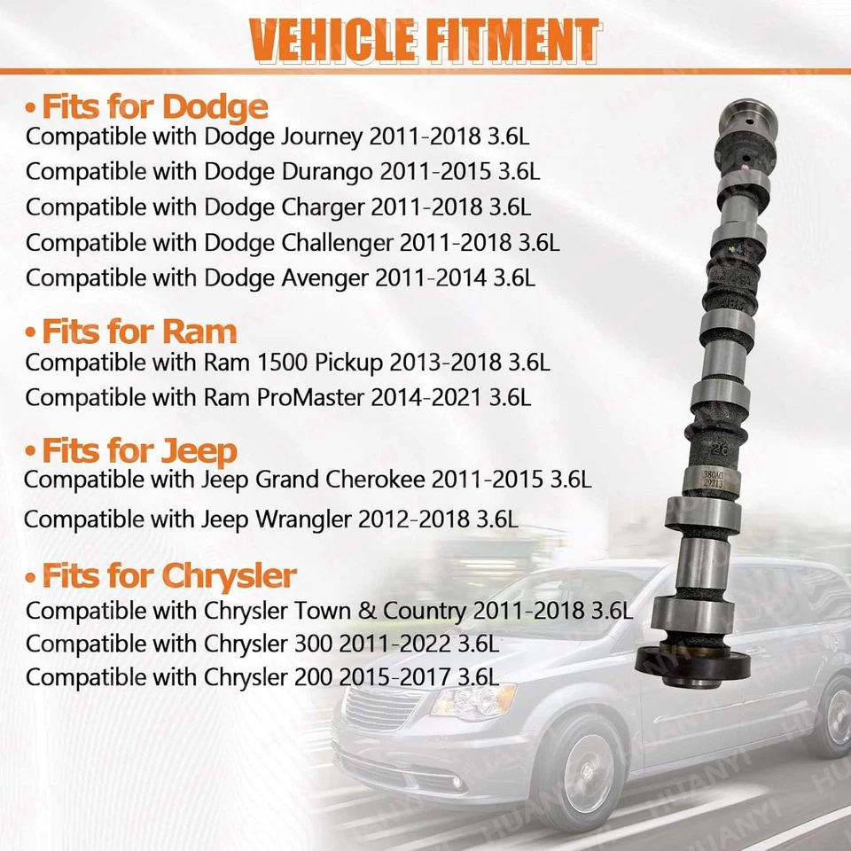 Árbol de levas de admisión lateral derecho usado 5184380ah 5184380ag para Jeep Dodge Chrysler 3,6 L Foto 3 de 4