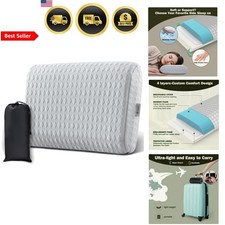 Travel Pillow Memory Foam Support Portable Compressible Camping Pillow Gray M