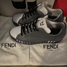 FENDI Faces Mens Gray White Black Sneakers (A...