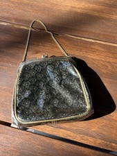 VTG JR of Miami Evening Purse - Black/Gold + Daisies **