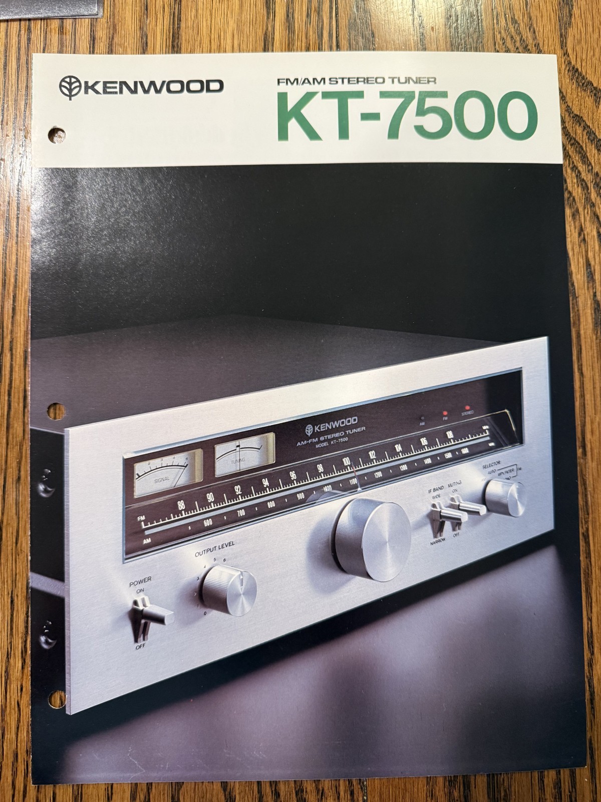 Vintage Original Kenwood KT-7500 AM/FM Stereo Tuner Dealer Sales Brochure