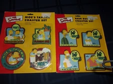 THE SIMPSONS HOMER SIMPSON NEW 2003 LOT coasters set 2 MOES TAVERN BEER BUDS