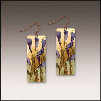 DC Designs Calla Lily Art Print Long Rectangle Earrings SH19CE Handmade Unique