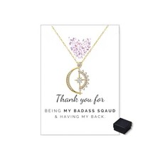 To My Badass Squad Necklace For Women, Silver Pendant Star Moon Trendy Gold
