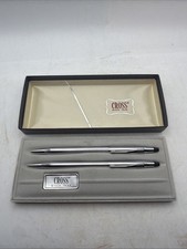 Vintage Cross Classic Century Lustrous Chrome Pen and Pencil Set w/Original Box