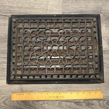 Antique Ornate Cast Iron Floor Grate Heat/Return Vent. Beautiful Design!