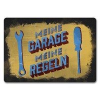 Meine Garage Meine Regeln FußMatte In 35X50 Cm Ohne Rand Im Used-Look