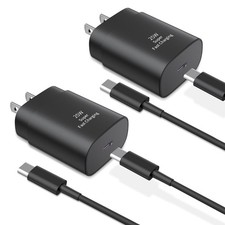 Type C Charger Fast Charging, 2Pack 25W USB C Block with 6FT Black