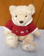 Harrods 2009 Christmas Maxwell Teddy Bear Soft Plush Toy Red Jumper 13" Seated