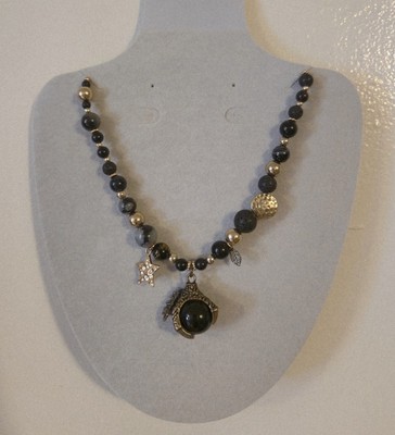 Handmade Moon/Star Themed Necklace Half #2 with Dark Pendant Claw Charm