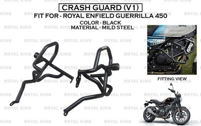 Mild Steel Black Crash ''Guard V1 Fit For Royal Enfield Guerrilla 450''