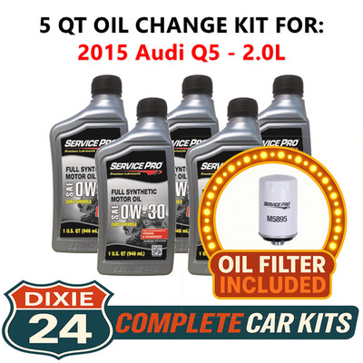 Fits: 2015 Audi Q5 2.0L 6,000 Mile Synthetic Oil & Filter Kit (0W-30)